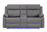 U6026 Grey Pu 46A Console Reclining Loveseat with LED and Speaker