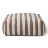Lanuza - Outdoor Brown + White Stripe Fabric Ottoman