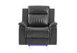 U8879 Blanche Charcoal with Black Welt Power Recliner with LED