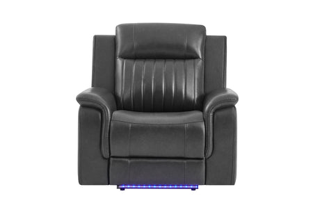 U8879 Blanche Charcoal with Black Welt Power Recliner with LED