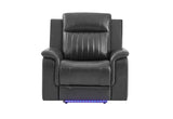 U8879 Charcoal Pwr Rec Sofa/Pwr Con Rec Loveseat W/LED & Gl Ss