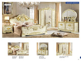ESF Furniture Leonardo King Upholstered Panel Bed in Ivory