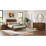 Malibu Bedroom Set with 2 Nightstands in Walnut