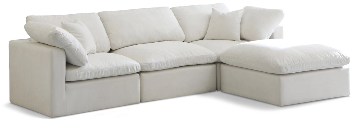Plush Cream Velvet Standard Cloud Modular Sectional