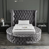 Luxus Grey Velvet Twin Bed (3 Boxes)