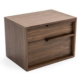 Amberlie - Modern White Vegan Leather + Walnut 4-Piece Bedroom Set