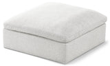Serene Cream Linen Fabric Deluxe Cloud Ottoman