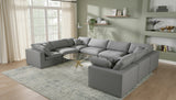Serene Grey Linen Fabric Deluxe Cloud Modular Sectional