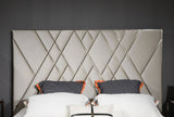 Eldora - Glam Beige Velvet and Brushed Brass Bed