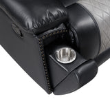 Nikko Console Loveseat W/ Dual Recliners-Black/Gray