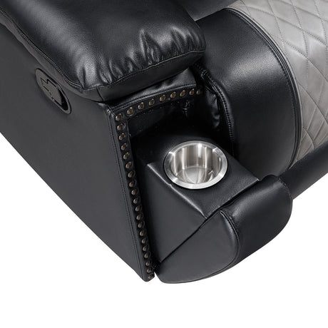 Nikko Console Loveseat W/ Dual Recliners-Black/Gray