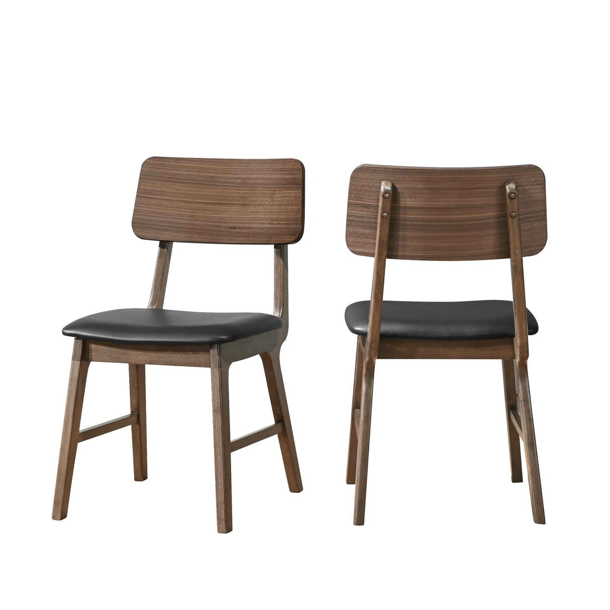 Thea Wood Back Side Chair W/Black Seat (2 Per Carton)-Walnut