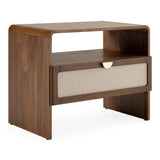 Harris + Emilio - Modern Brown Fabric + Burlap + Walnut 4-Piece Bedroom Set