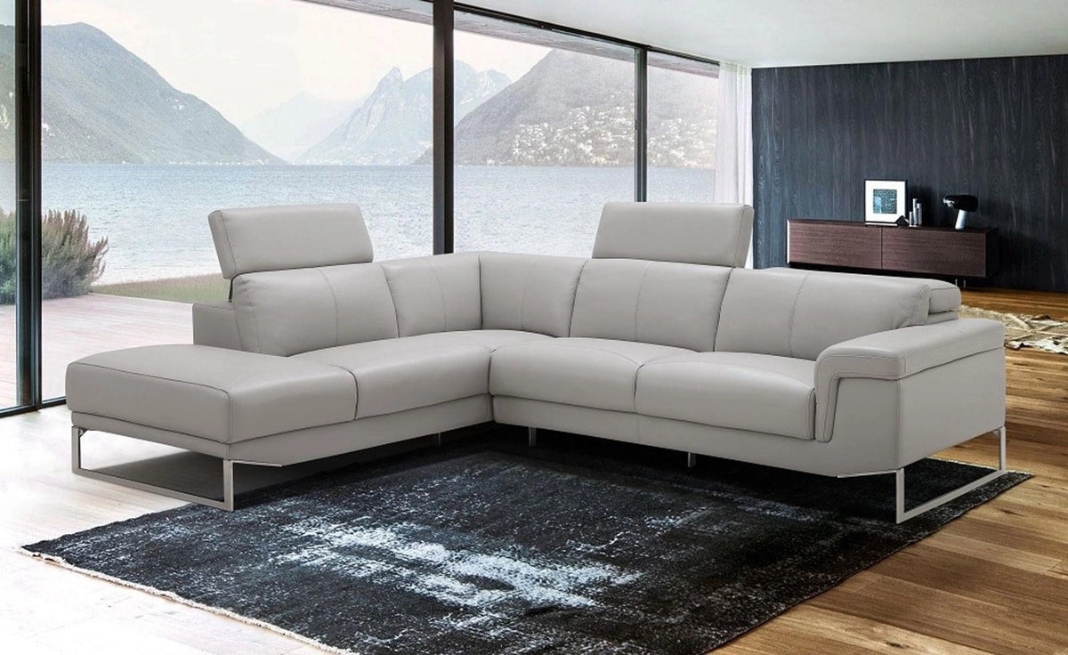 J&M Furniture Athena Left Hand Facing Chaise Sectional in Light Grey
