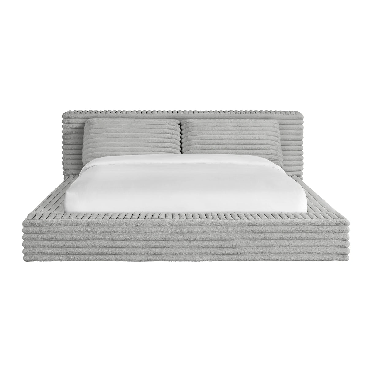 Rosebery UPH Bed with 2 Pillows in Light Grey Corduroy