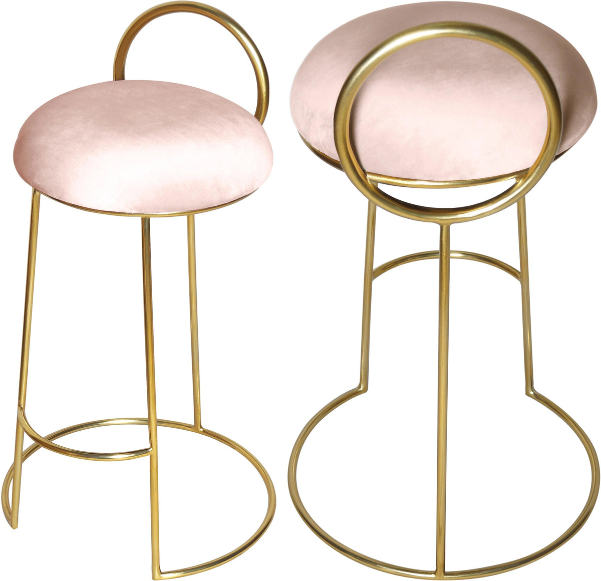Ring Pink Velvet Counter Stool