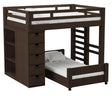 Elements International Cali Kids Twin Over Twin Bookcase Loft Bed in Brown image
