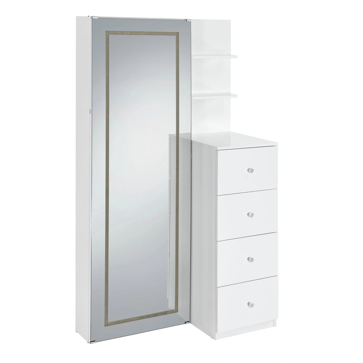 Vancouver Floor Mirror With Storage in White