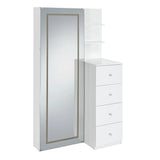 Vancouver Floor Mirror With Storage in White
