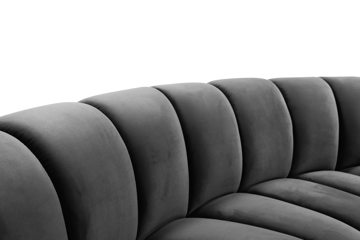 Infinity Grey Velvet 3pc. Modular Sectional