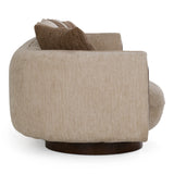 Kiran - Modern Beige + Brown Fabric Sofa