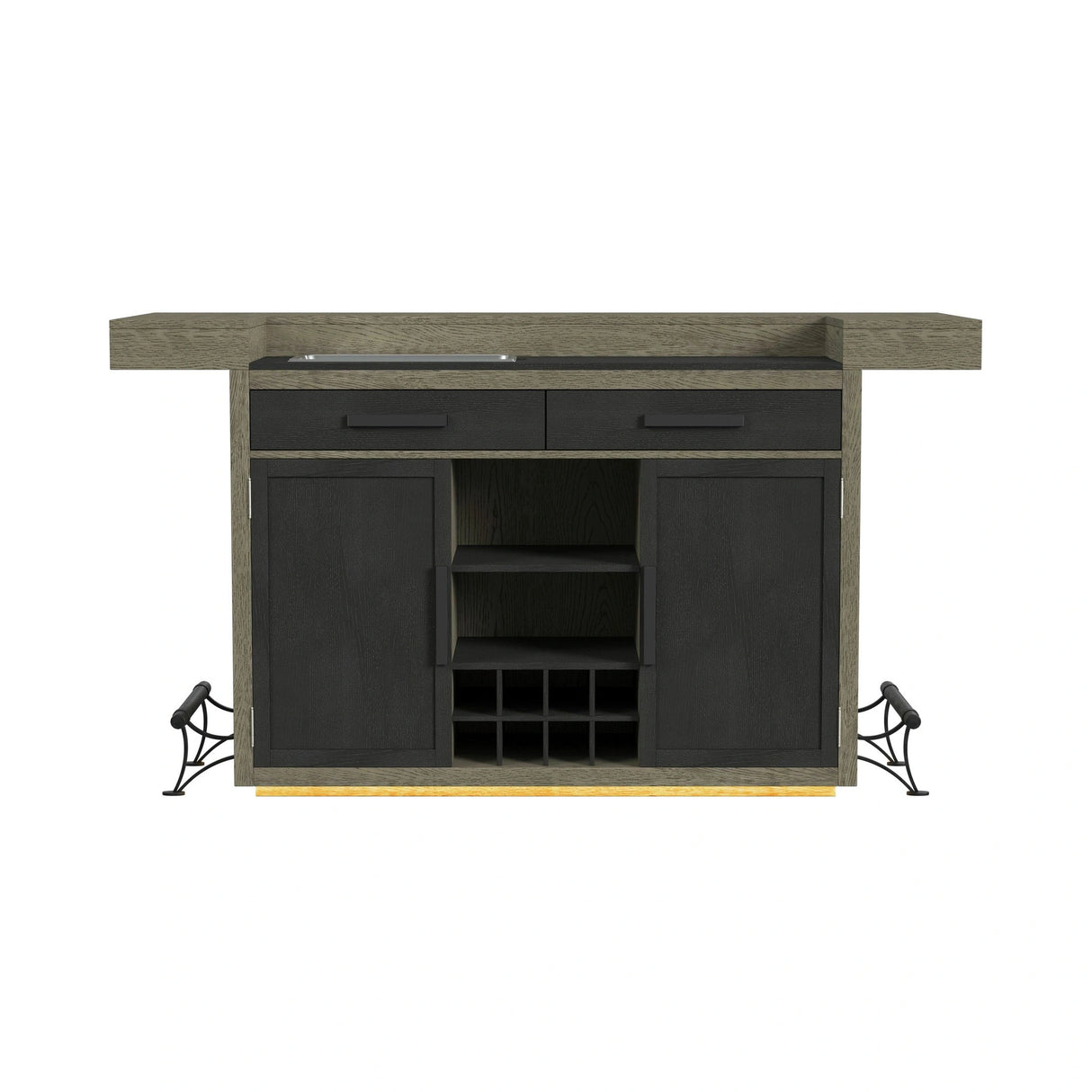 Jemma Bar Table with Light in Grey and Dark Espresso