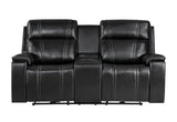 U8880 Black Leather Power Console Reclining Loveseat with Cooler