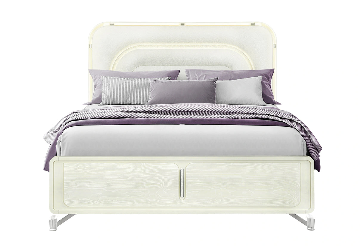 Lyra Beige Bed with LED