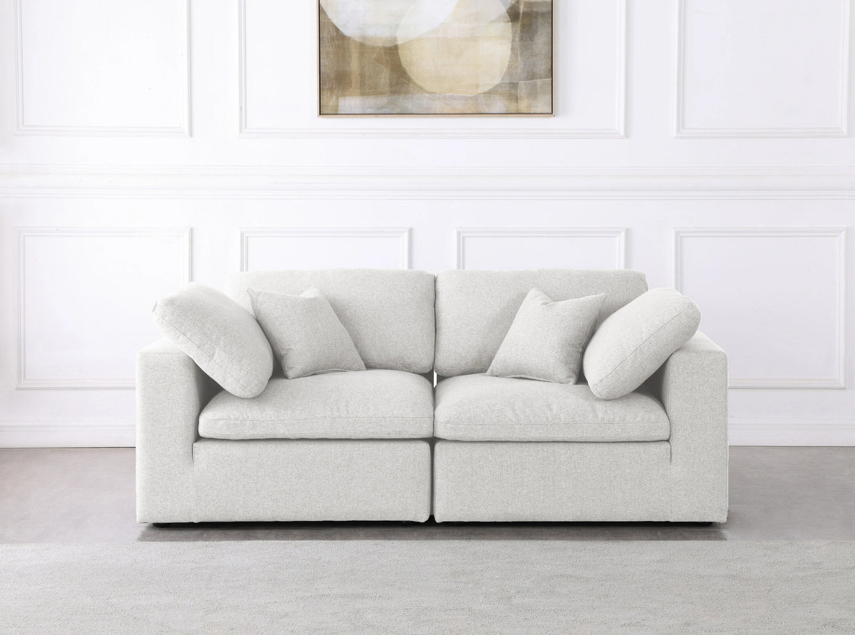 Serene Cream Linen Fabric Deluxe Cloud Modular Sofa