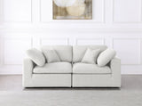 Serene Cream Linen Fabric Deluxe Cloud Modular Sofa