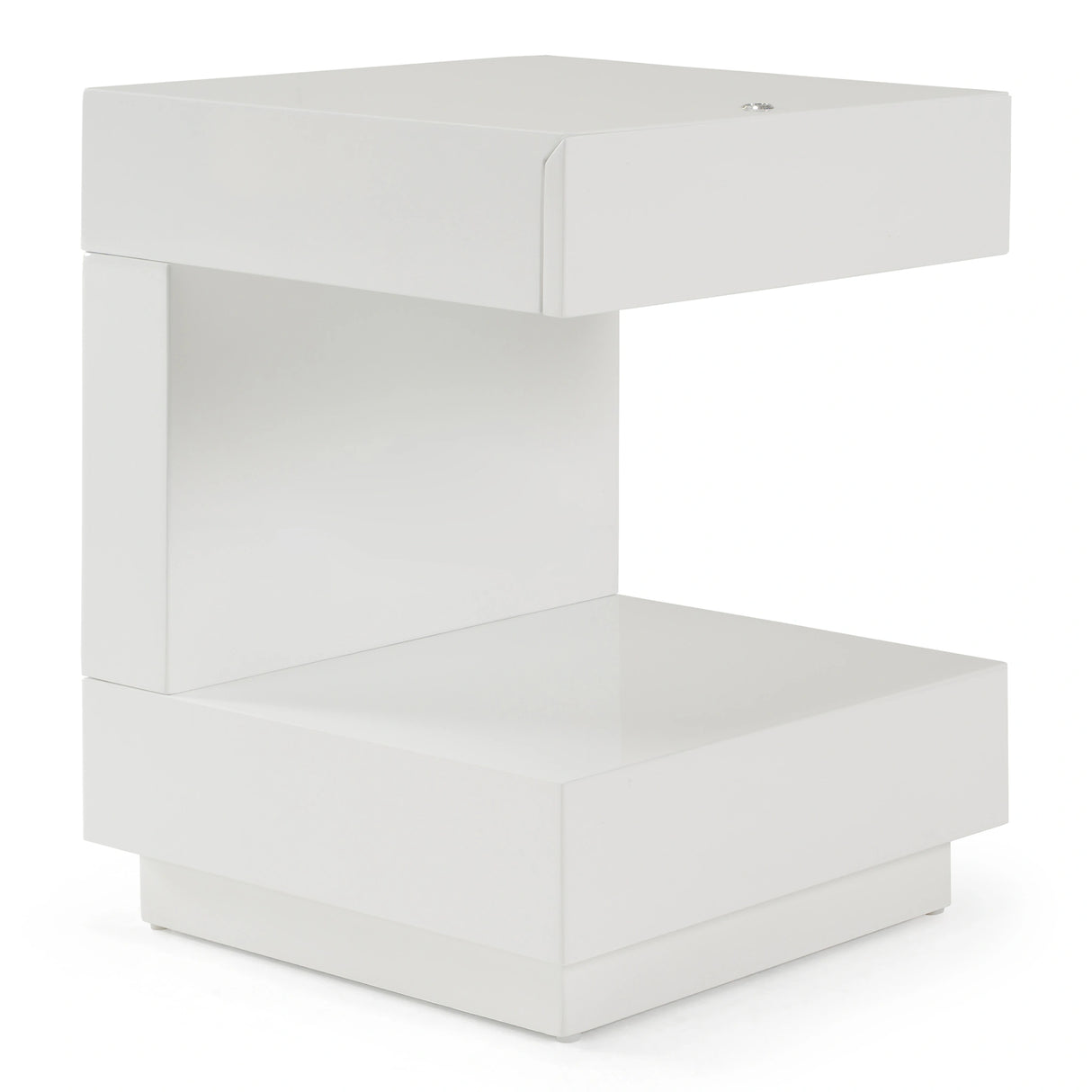 Esso Modern White Glossy Tall Nightstand