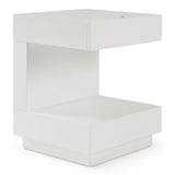 Esso Modern White Glossy Tall Nightstand