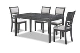 Gia 5 Pc 60" Dining Table & 4 Chairs-Gray