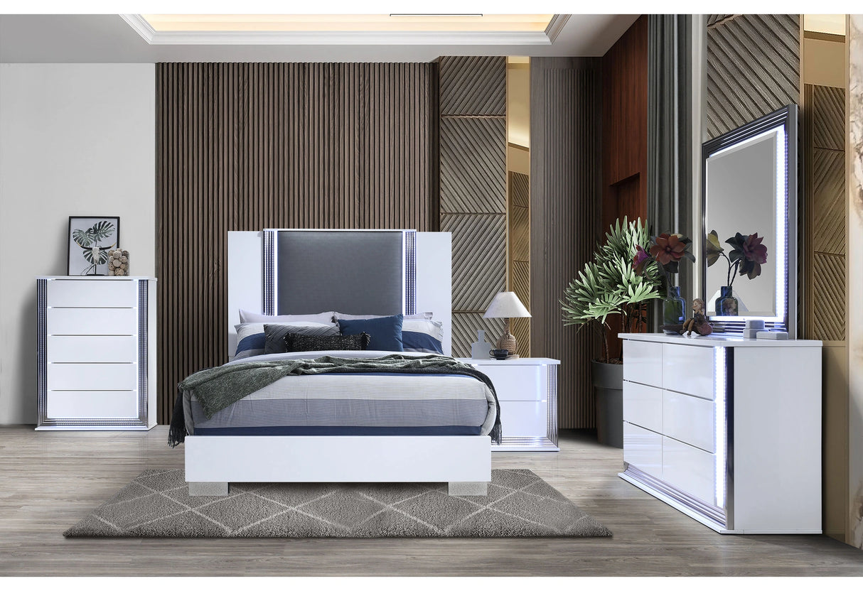 Ylime Smooth White Dresser with LED