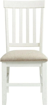 Elements International Stone Slat Back Side Dining Chair (Set of 2) in White image