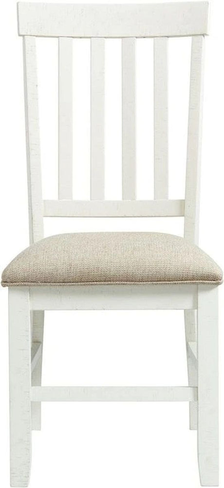 Elements International Stone Slat Back Side Dining Chair (Set of 2) in White image