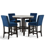 Celeste 42" Round Counter Table-Espresso/Faux Marble