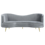 Sophia Upholstered Camel Back Sofa Blue