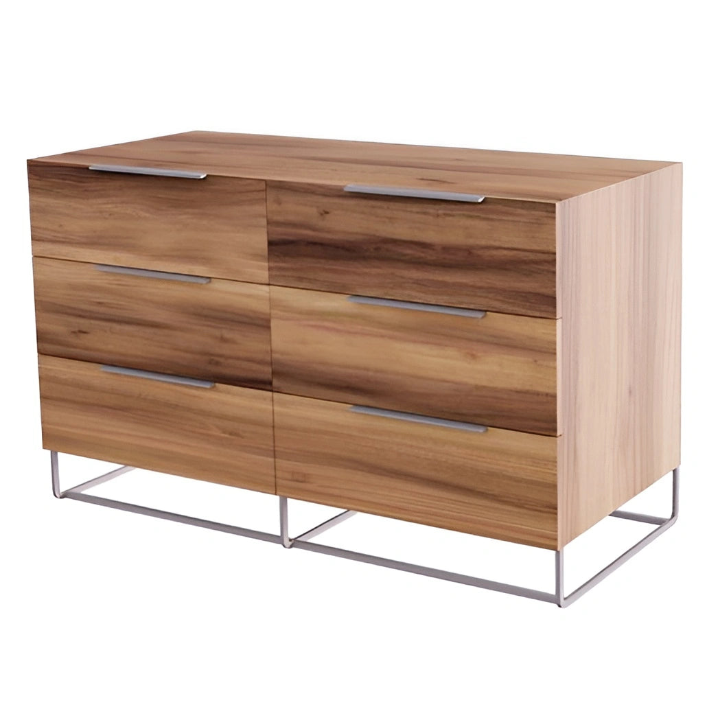 Bergeron + Lorenzo - Contemporary Cream Fabric + Light Oak 4-Piece Bedroom Set