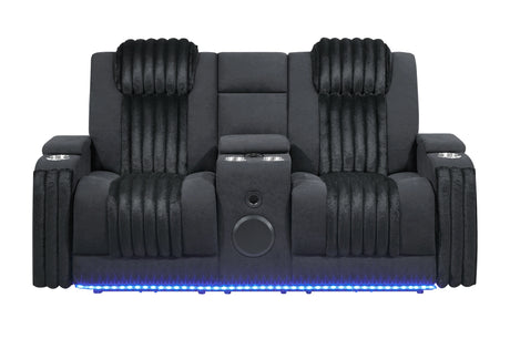 U8000 Pwr Console Rec Loveseat with PHR, LED and Speaker