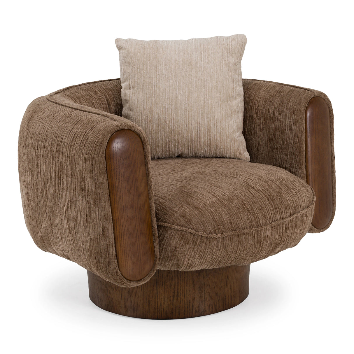 Kiran - Modern Brown + Beige Swivel Accent Chair