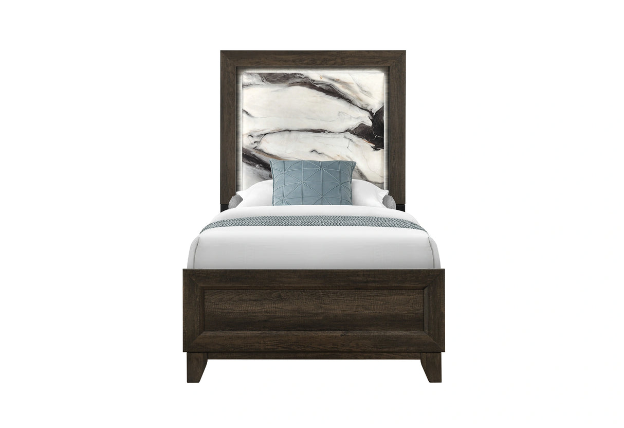 Harmony Brown Bed with LED