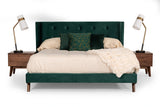 Durango Modern Green Fabric & Walnut Bed