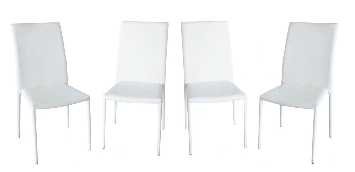 J&M DC-13 Leather Dining Chair in White (Set of 4)