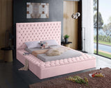 Bliss Pink Velvet King Bed (3 Boxes)