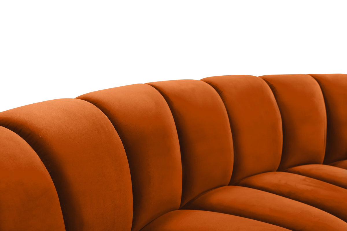 Infinity Cognac Velvet 3pc. Modular Sectional