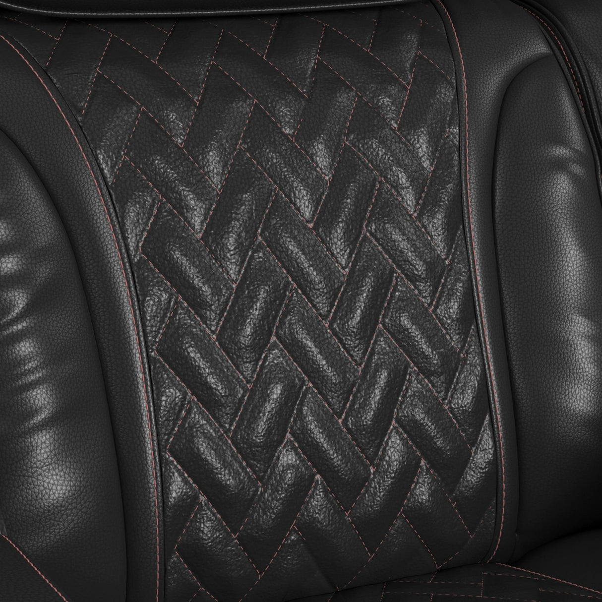 Prime Time P3 Recliner with LED and wireless charger pocket in Jett Black with Red Stitching