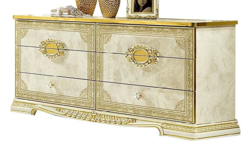 ESF Furniture Leonardo Double Dresser in Ivory