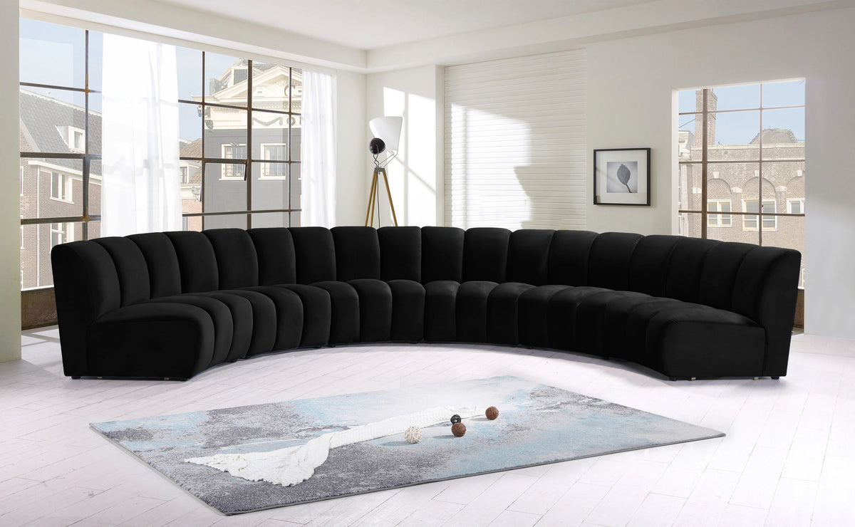 Infinity Black Velvet 6pc. Modular Sectional