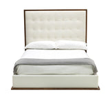 Amberlie - White Vegan Leather & Walnut Bed
